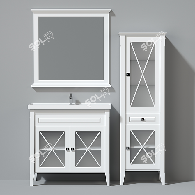 OPADIRIS Palermo 90: Elegant Bathroom Furniture Set 3D model image 2