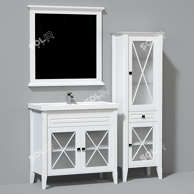 OPADIRIS Palermo 90: Elegant Bathroom Furniture Set 3D model image 4