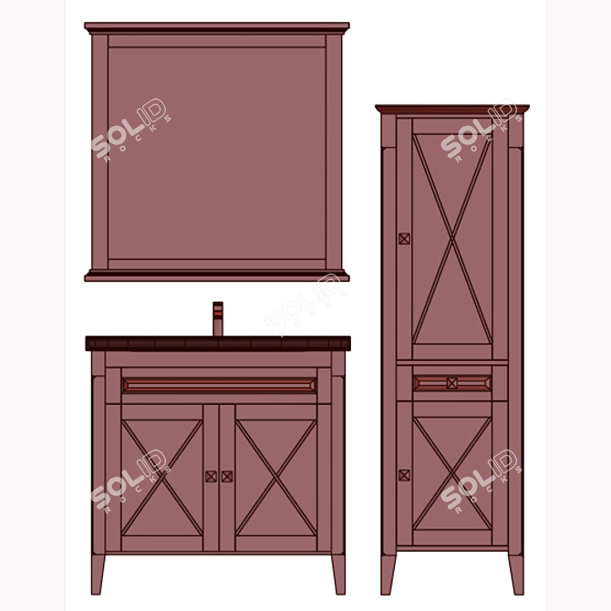 OPADIRIS Palermo 90: Elegant Bathroom Furniture Set 3D model image 6