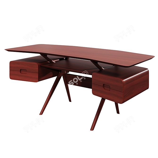 Retro Italian SILVIO CAVATORTA Worktable 3D model image 1