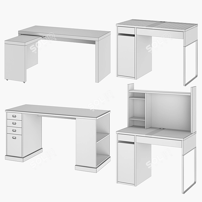 IKEA Set of 2 Desks: MALM, MICKE, VEBJÖRN 3D model image 7