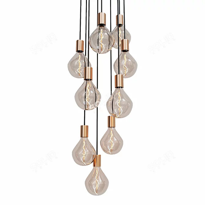 Rustic Oak Pendant Light 3D model image 1