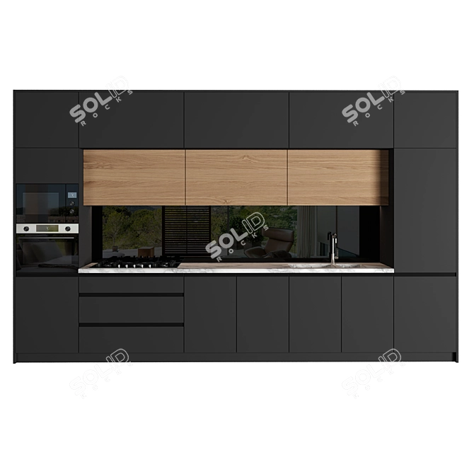 Modern Modular Kitchen: High-Quality 3D Model 3D model image 1