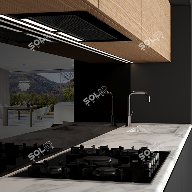 Modern Modular Kitchen: High-Quality 3D Model 3D model image 2