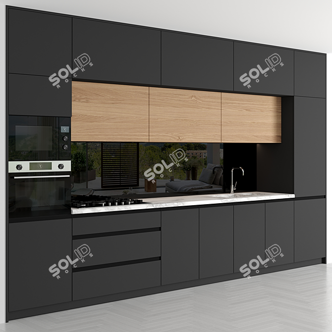 Modern Modular Kitchen: High-Quality 3D Model 3D model image 4