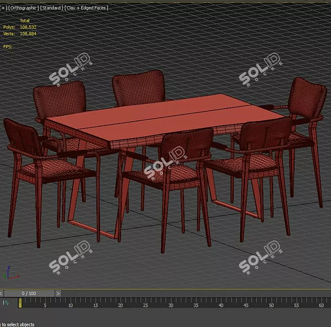 Elegant Klee Dining Set 3D model image 5