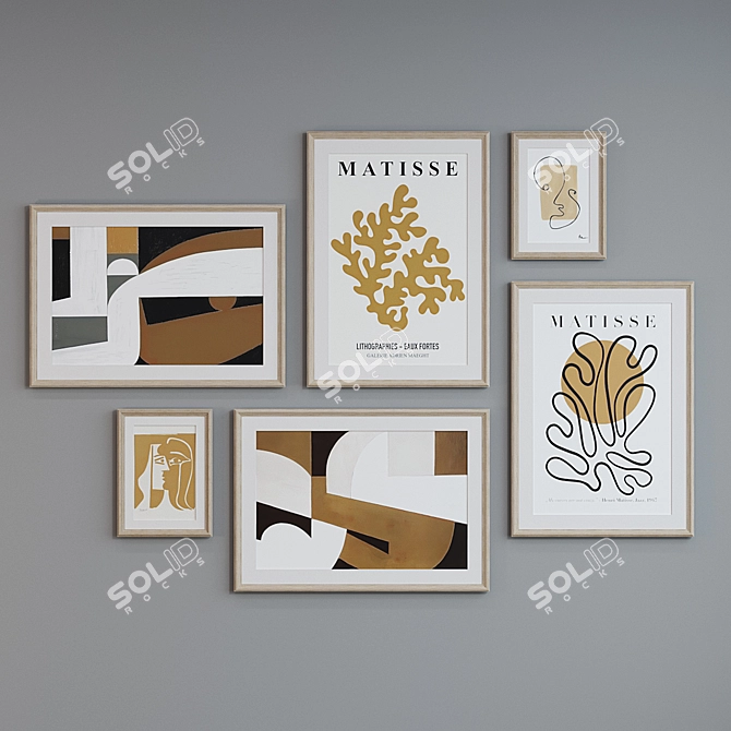 Modern Minimalist Picture Frame Set 3D model image 2