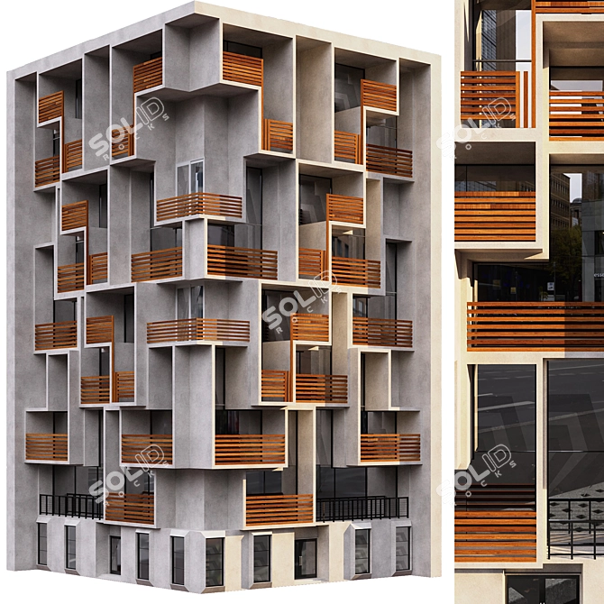 Exquisite 13-Story Residential Building 3D model image 6