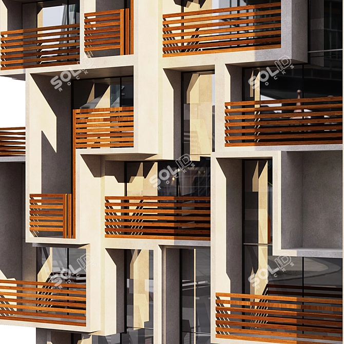 Exquisite 13-Story Residential Building 3D model image 1