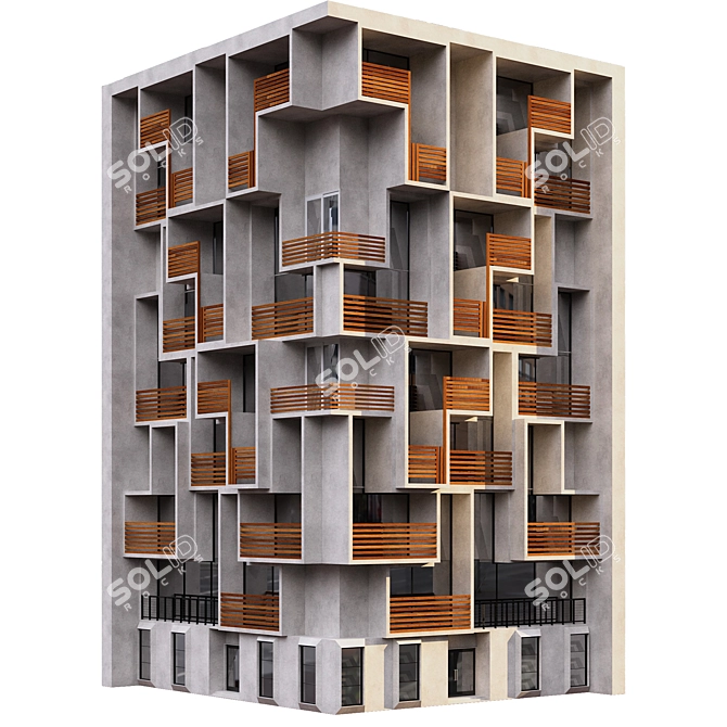 Exquisite 13-Story Residential Building 3D model image 3