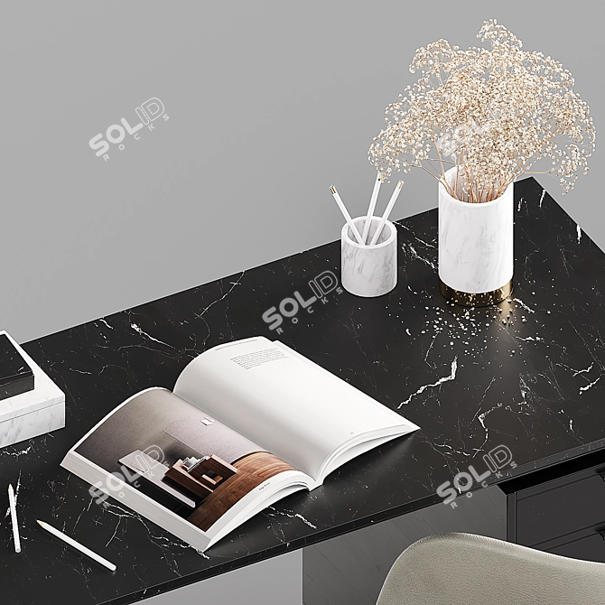 Sleek CB2 Office Set: Desk, Chair, Lamp 3D model image 5