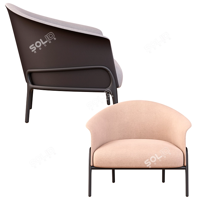 Sleek Organic Armchair 3D model image 5