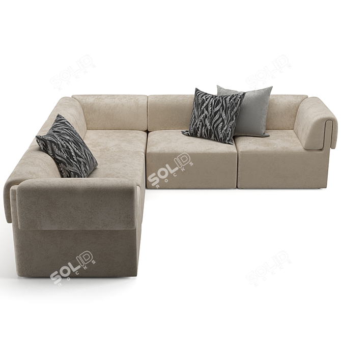 Gubi Wonder Sofa: Luxurious 2x3 Seater with Chaise Lounge 3D model image 4