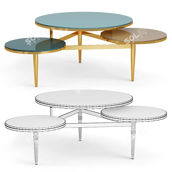 Ruben Glass Top Coffee Table 3D model image 2