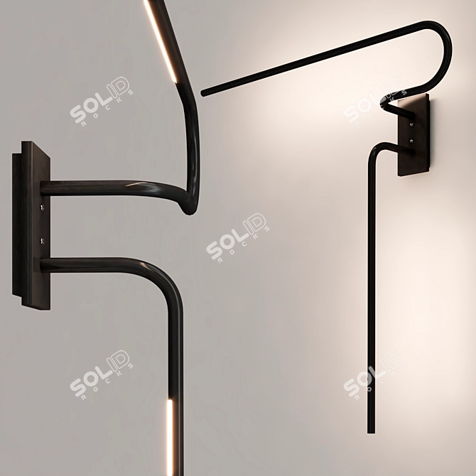 Patinated Brass Tube Sconce 3D model image 2