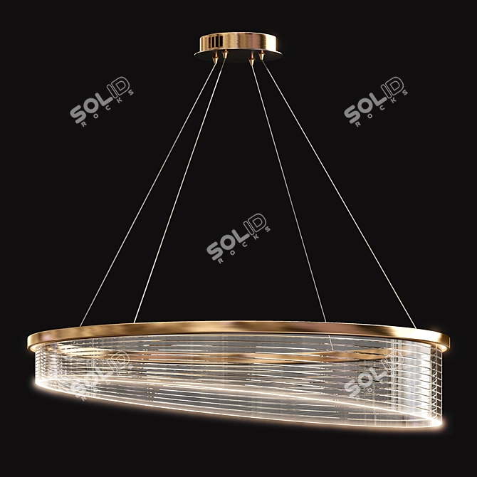 Sleek Round LED Chandelier 3D model image 1