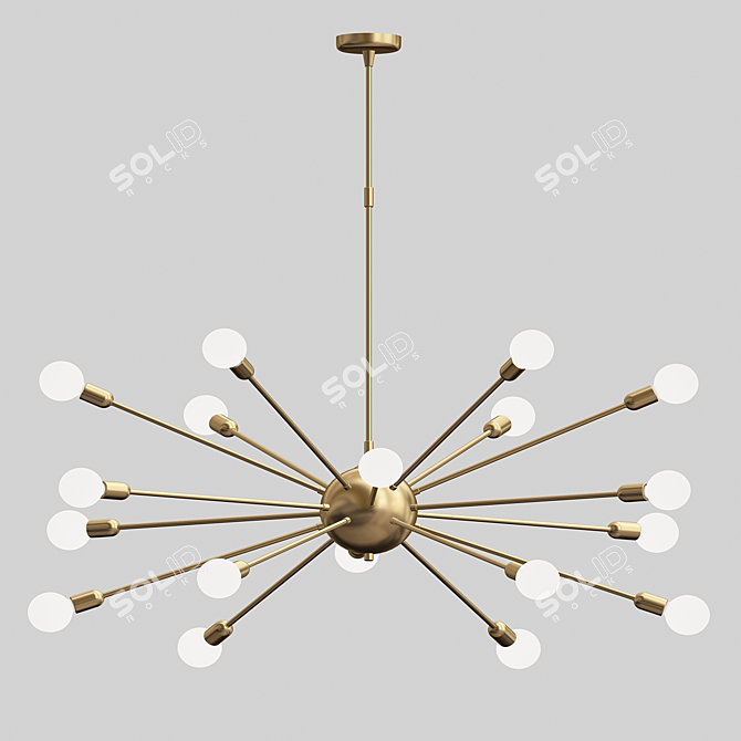 Modern Atomic Chrome Chandelier 3D model image 2