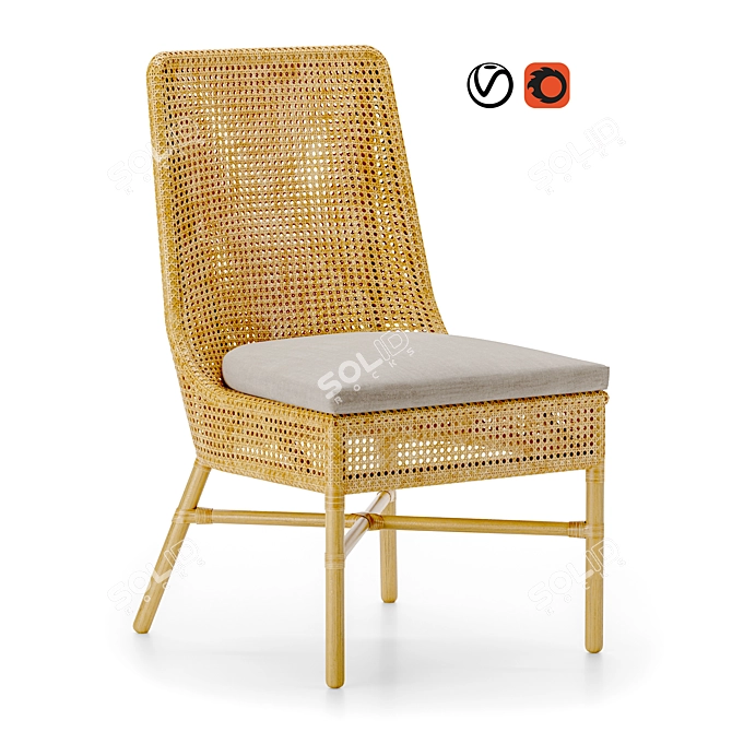 Maluku Rattan Dining Chair 3D model image 1