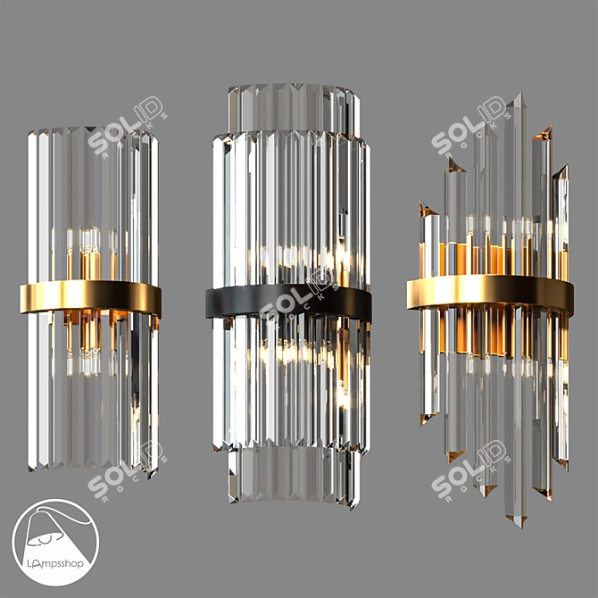 Elegant Gold Glass Stick Sconce 3D model image 3