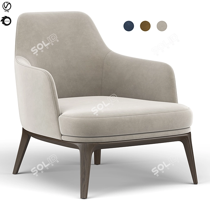 Contemporary Jane Large Armchair 3D model image 1