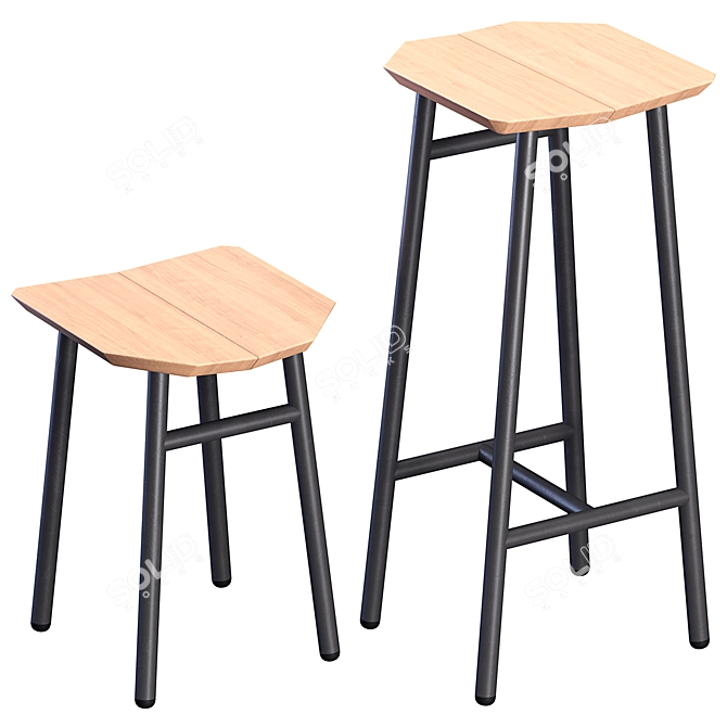 Sleek Dedo Bar Stool 3D model image 1