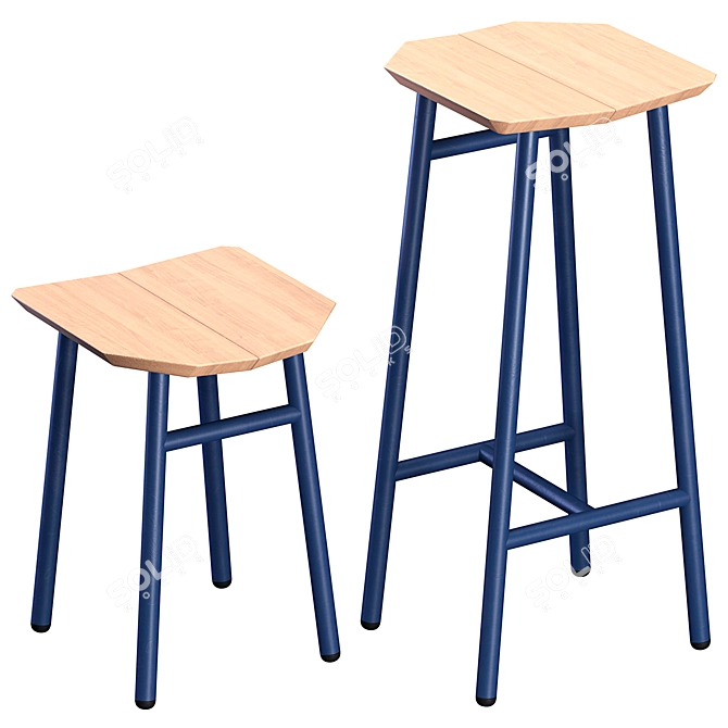 Sleek Dedo Bar Stool 3D model image 2