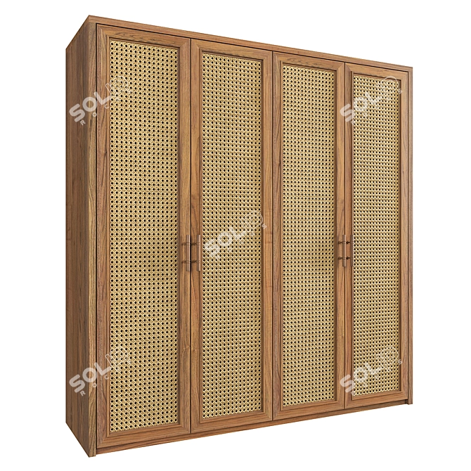 Modern Rattan Wardrobe 3D model image 2