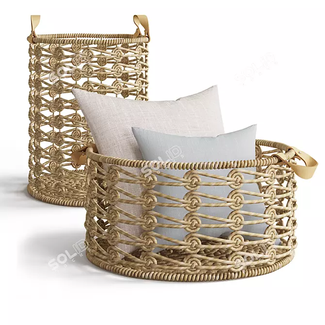 Handcrafted Storage Baskets by Greenvibe 3D model image 1