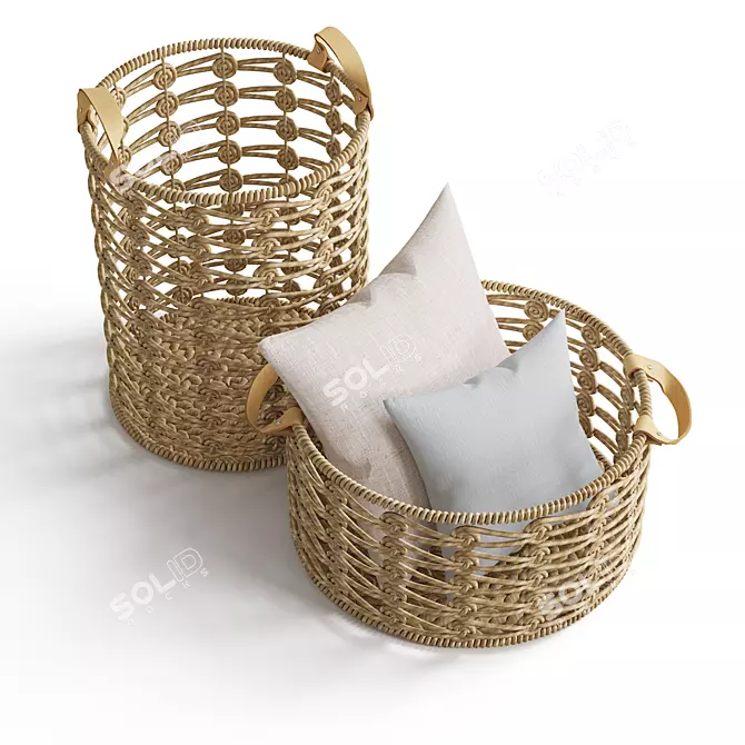 Handcrafted Storage Baskets by Greenvibe 3D model image 4