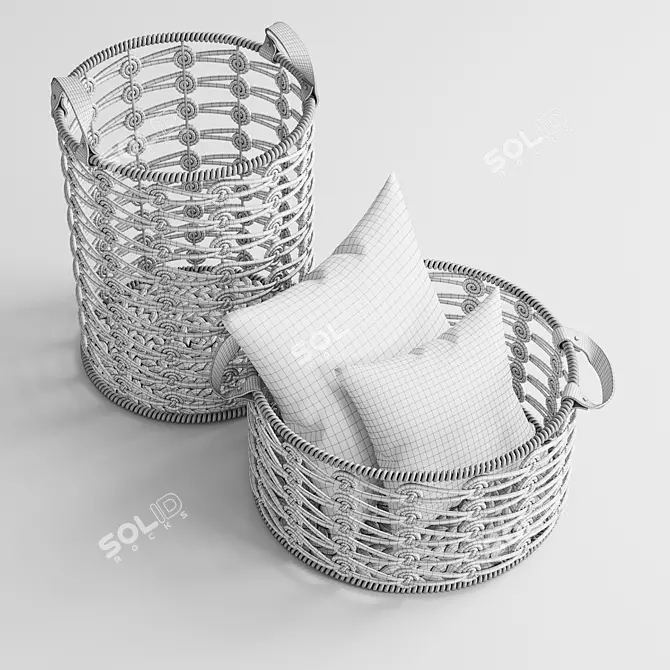 Handcrafted Storage Baskets by Greenvibe 3D model image 7