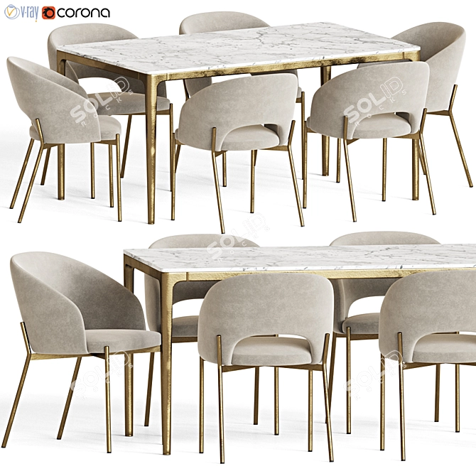 Modern Dining Set 116: Stylish, Versatile, and High-Quality 3D model image 1