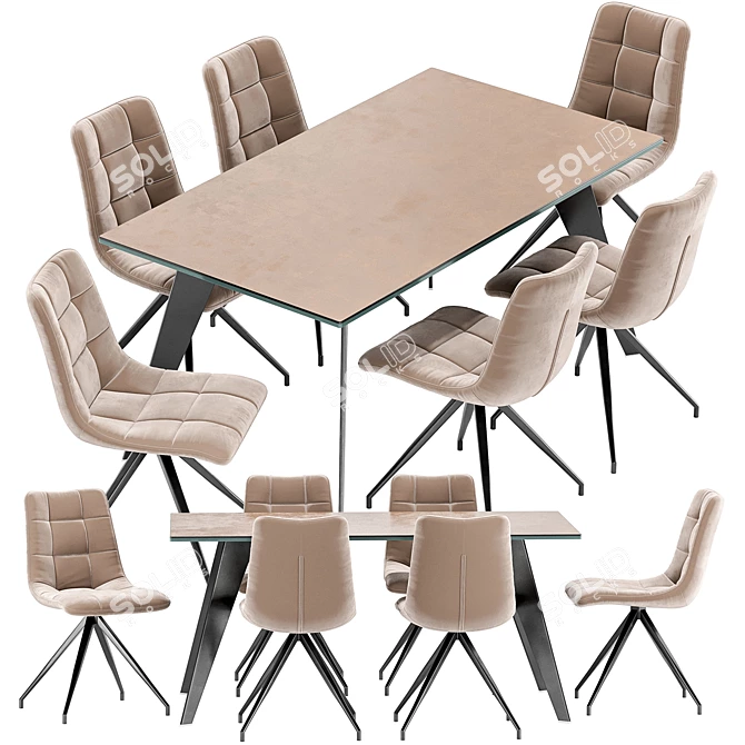 Luxury Dining Set: Sedia Diamond Chair & Nack Table 3D model image 2