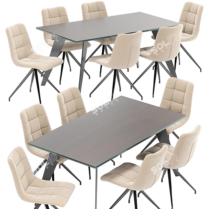 Luxury Dining Set: Sedia Diamond Chair & Nack Table 3D model image 3