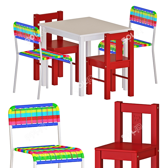 KRITTER Kids Table & Chairs Set 3D model image 1