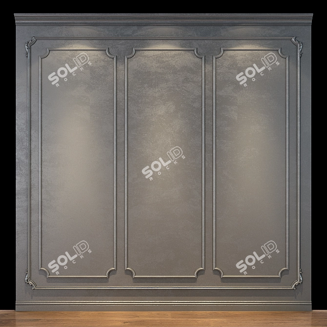 Modern Wood Wall Panel 3D model image 1