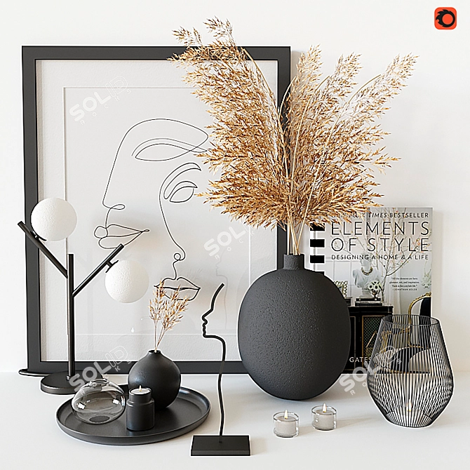 Elegant Home Decor Set 3D model image 1