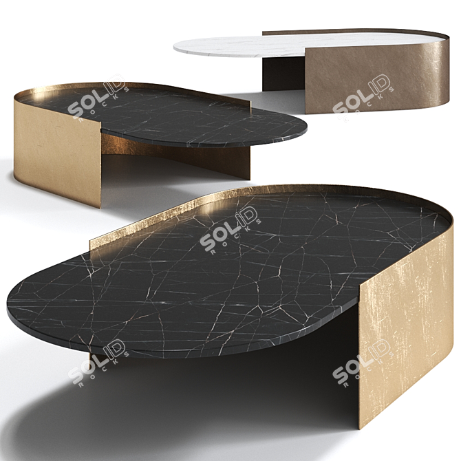 Sleek Carrara Marble Coffee Table 3D model image 1