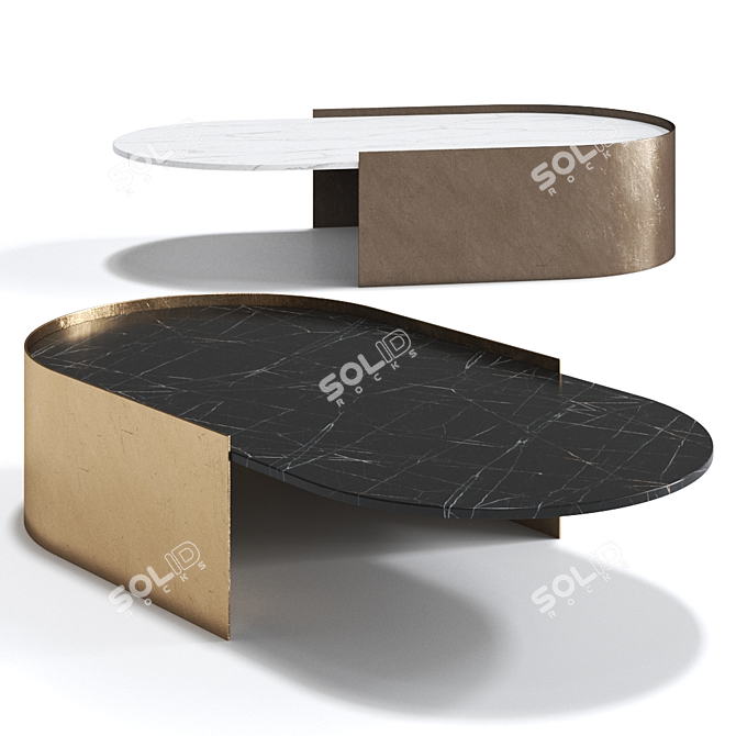 Sleek Carrara Marble Coffee Table 3D model image 2