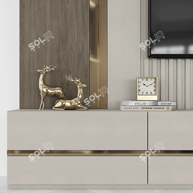 Modern TV Wall Unit with 65 inch TV 3D model image 3