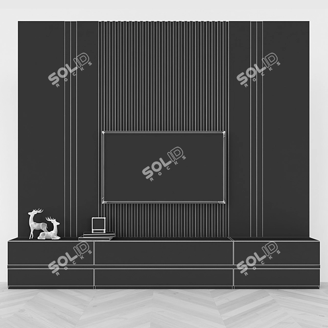 Modern TV Wall Unit with 65 inch TV 3D model image 4