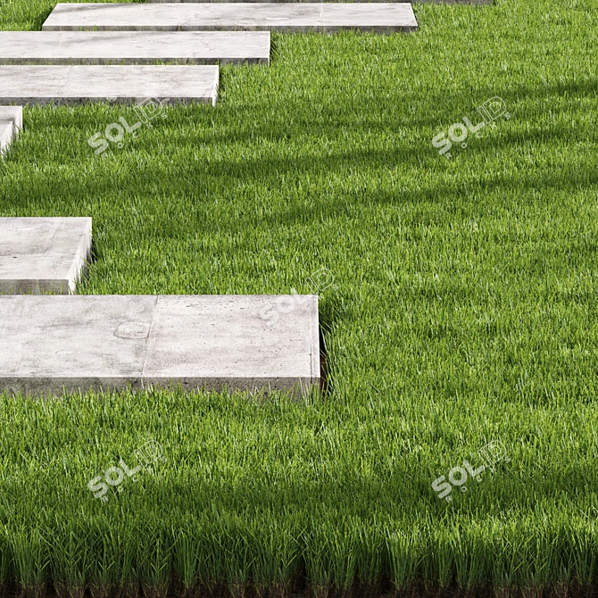 Deluxe Decorative Grass Mat: Realistic 3D Design 3D model image 2