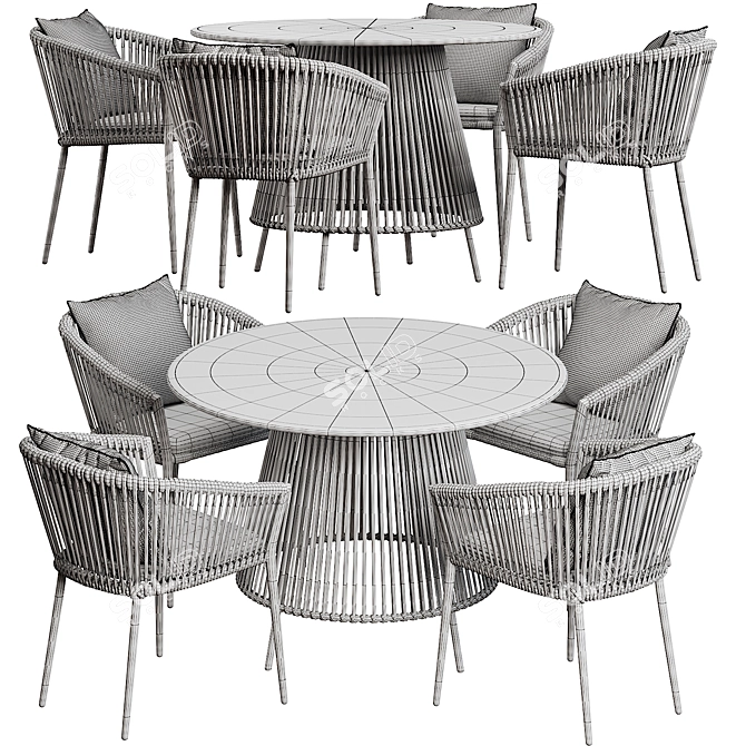 Silver Round Muse Dining Table 3D model image 5