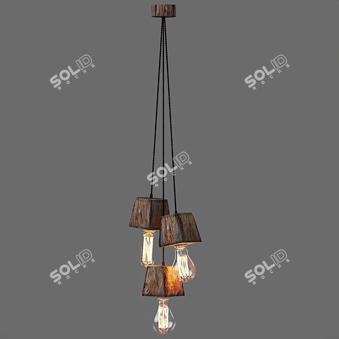 Querk_03 Handcrafted Wooden Pendant Light 3D model image 2