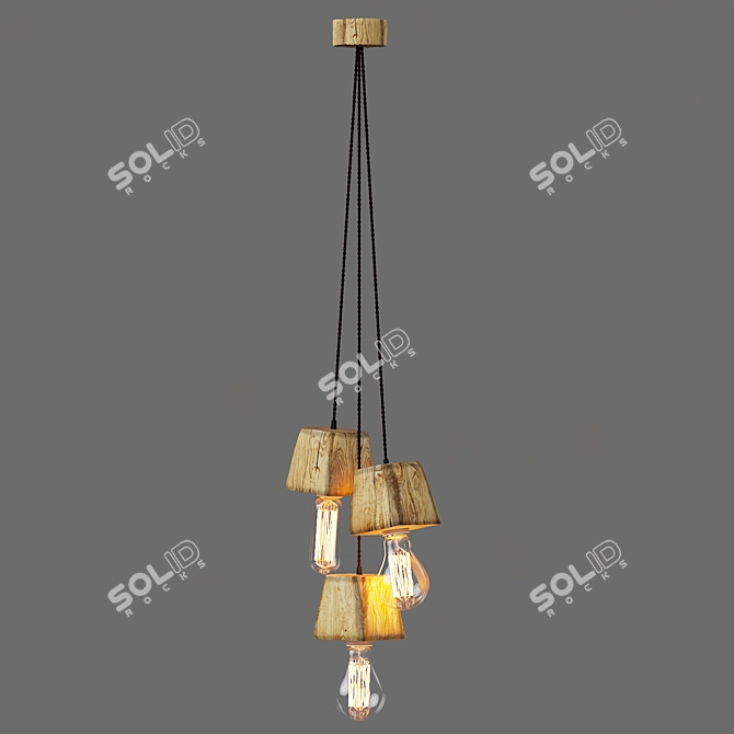 Querk_03 Handcrafted Wooden Pendant Light 3D model image 3