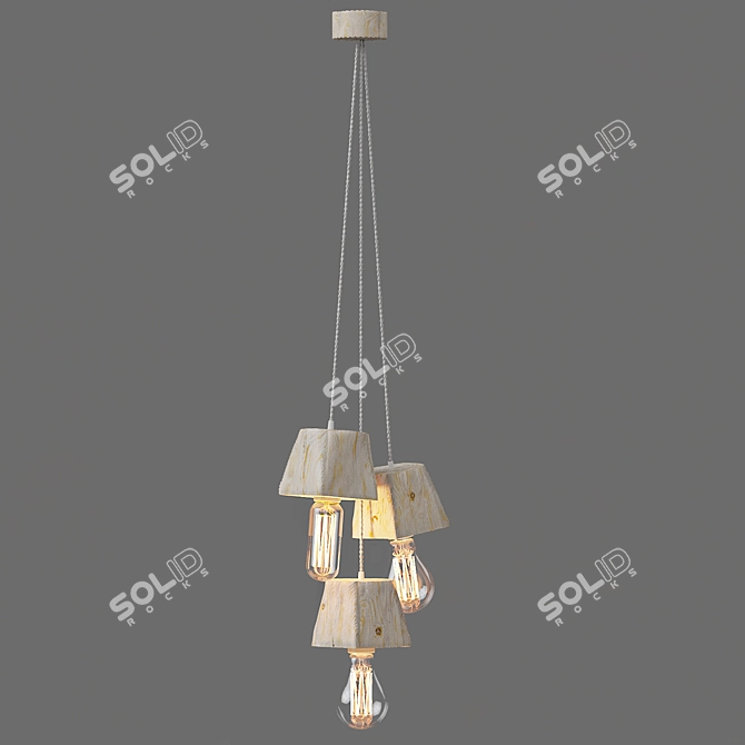 Querk_03 Handcrafted Wooden Pendant Light 3D model image 4