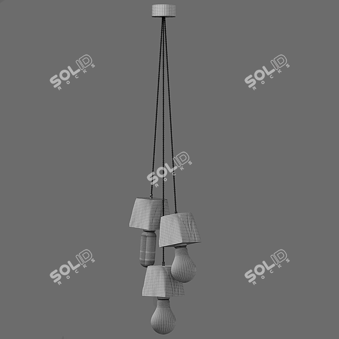 Querk_03 Handcrafted Wooden Pendant Light 3D model image 5