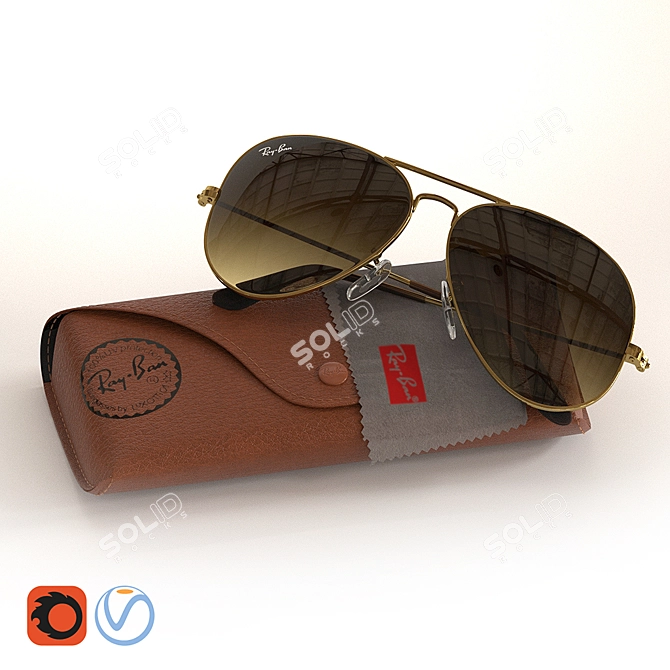 Iconic Ray-Ban Aviator Gradient Sunglasses 3D model image 1