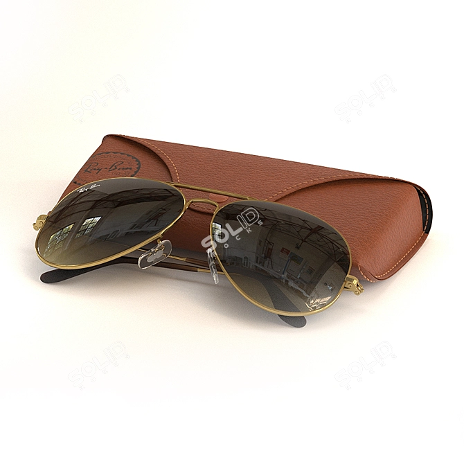 Iconic Ray-Ban Aviator Gradient Sunglasses 3D model image 2