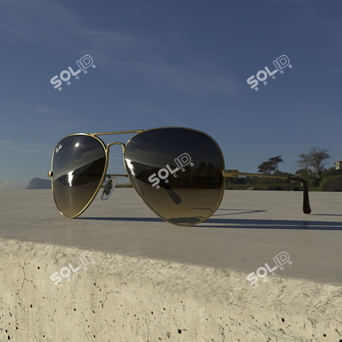 Iconic Ray-Ban Aviator Gradient Sunglasses 3D model image 4