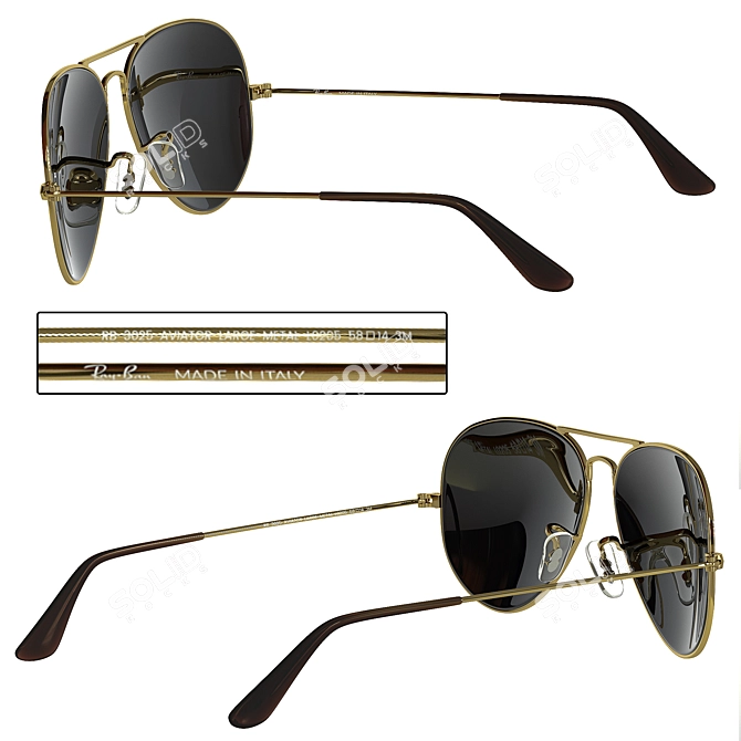 Iconic Ray-Ban Aviator Gradient Sunglasses 3D model image 8